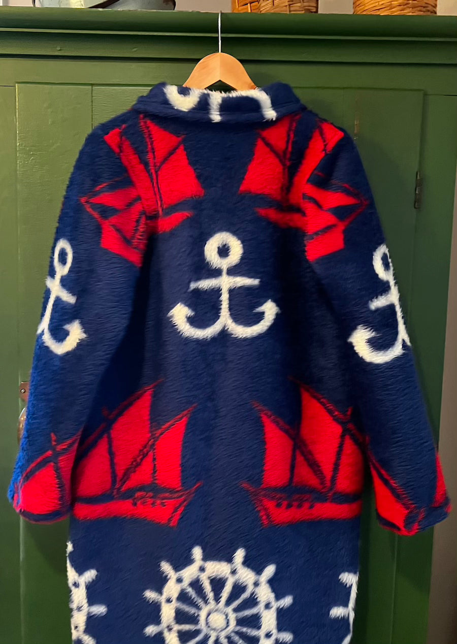 Nautical Blanket Coat With Removable Collar