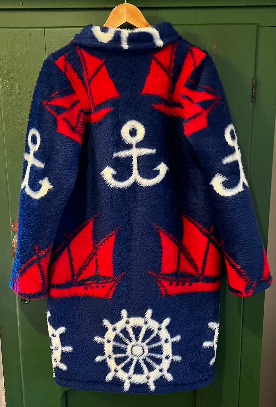 Nautical Blanket Coat With Removable Collar