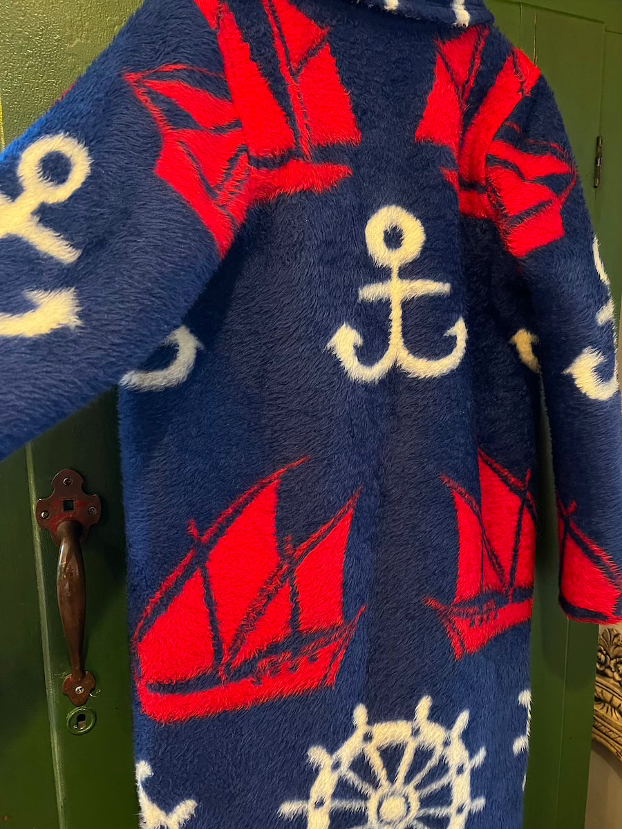 Nautical Blanket Coat With Removable Collar