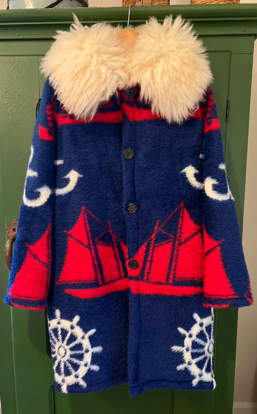 Nautical Blanket Coat With Removable Collar