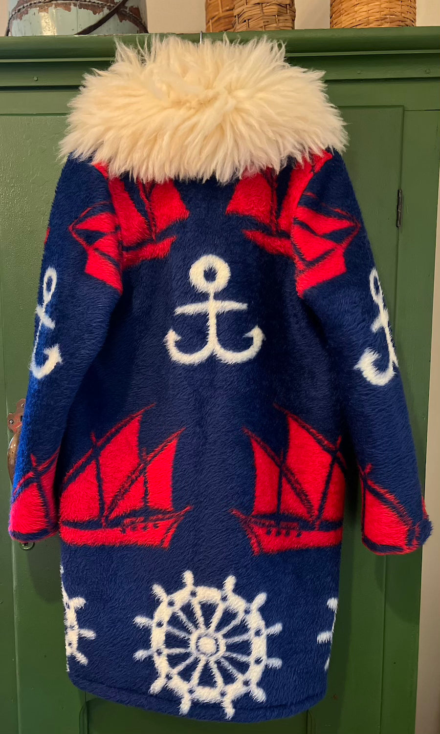 Nautical Blanket Coat With Removable Collar