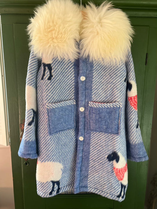 Sheep Blanket Coat With Removable Collar