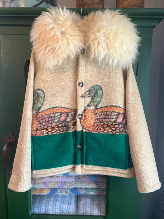 Duck Blanket Coat with Removable Fur Collar