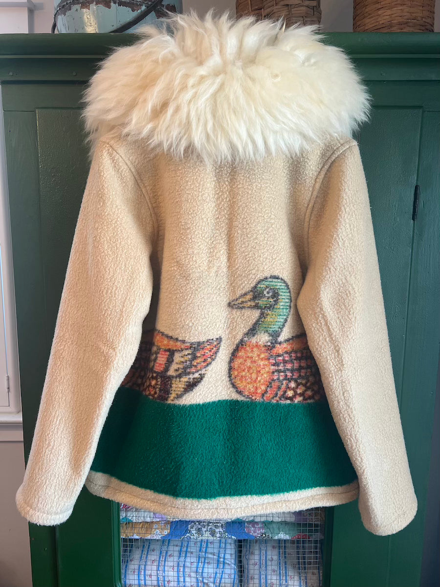 Duck Blanket Coat with Removable Fur Collar