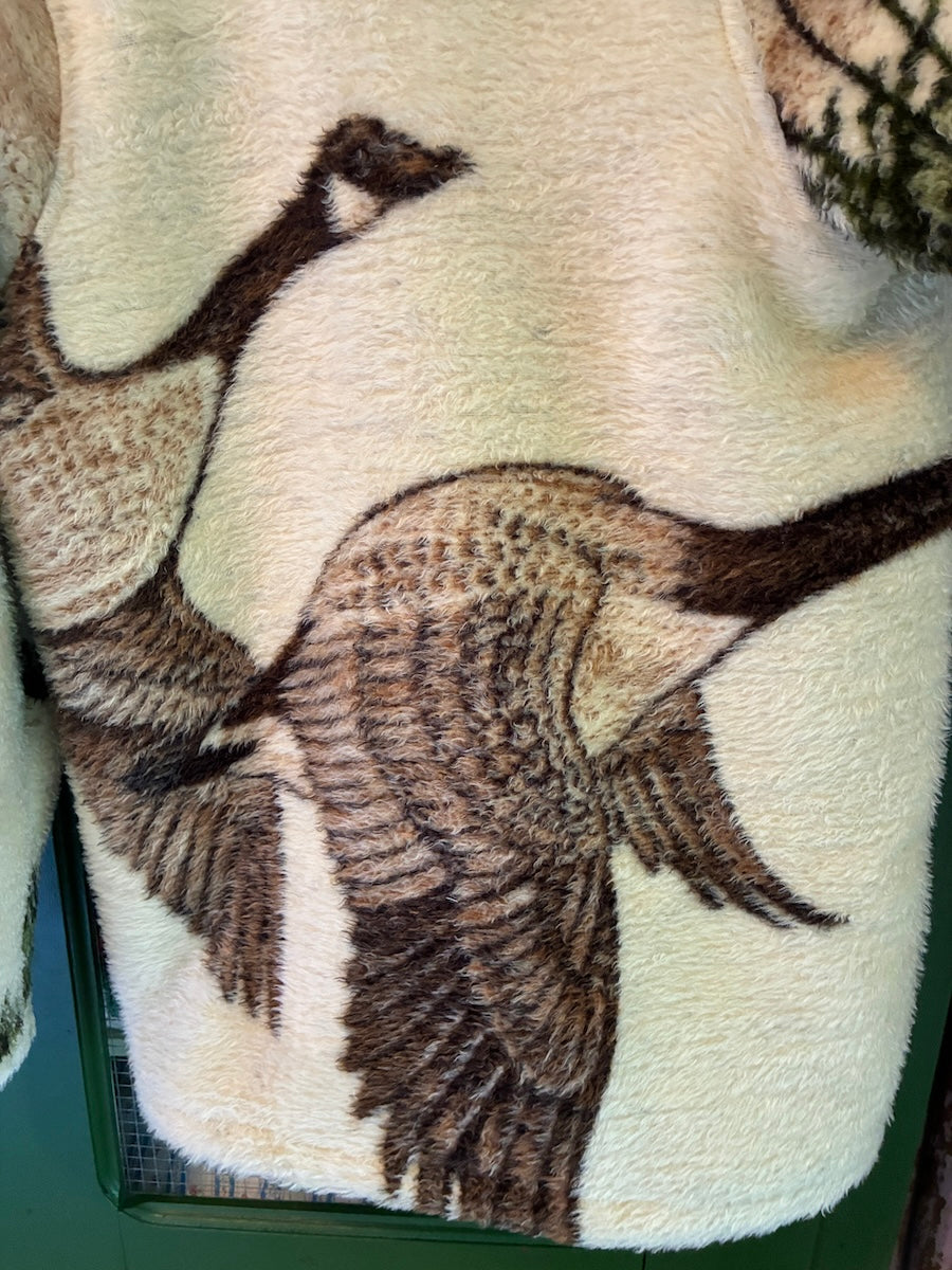 Flying Geese Blanket Coat with Removable Fur Collar