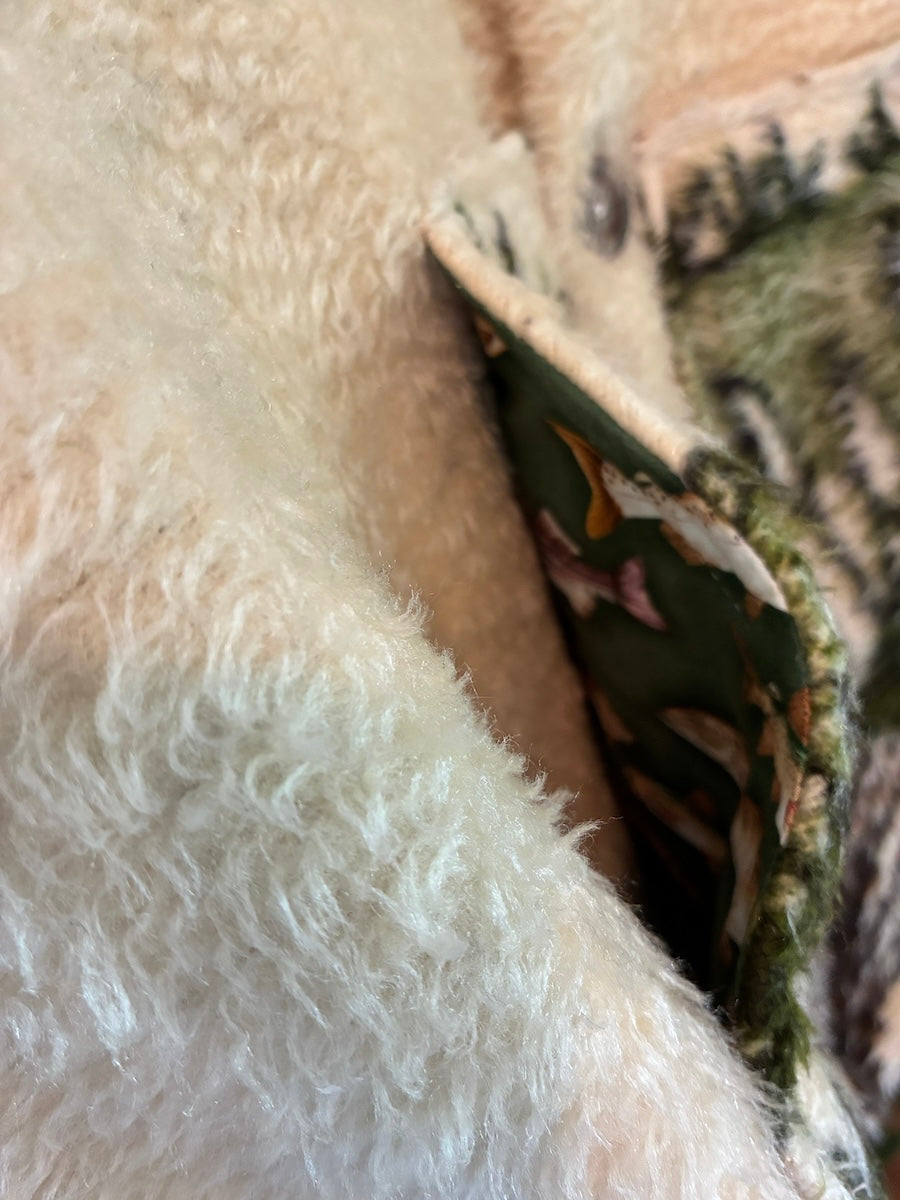 Flying Geese Blanket Coat with Removable Fur Collar