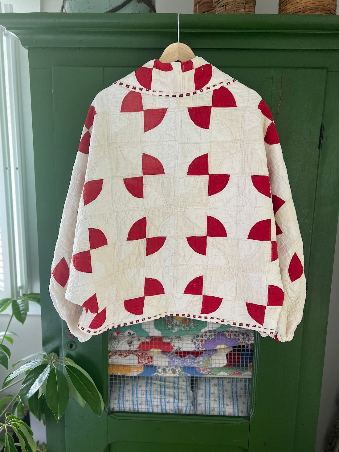 Red and White Drunkards Path Hummingbird Jacket