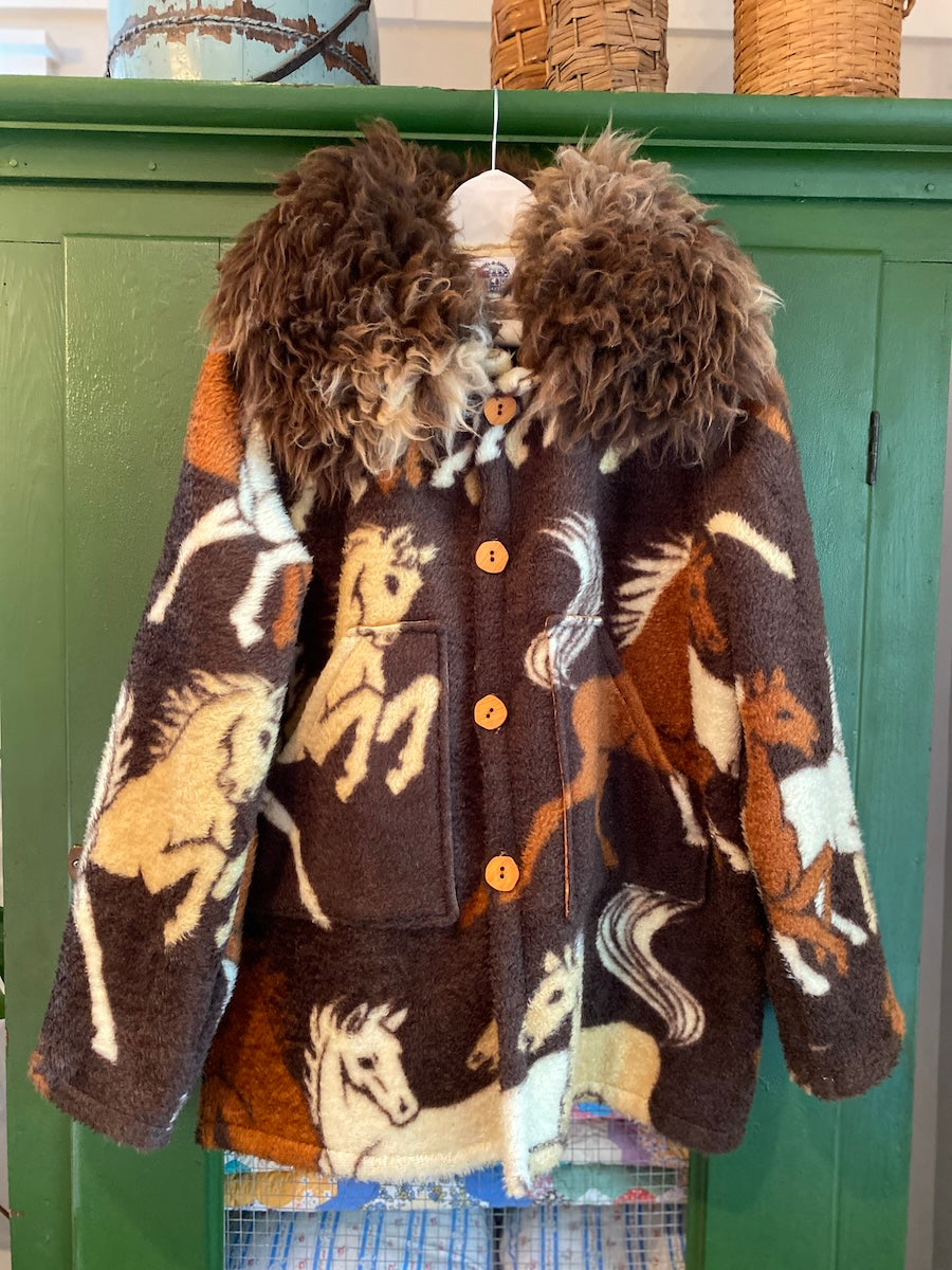 "Happy Trails" Horse Blanket Coat With Removable Collar