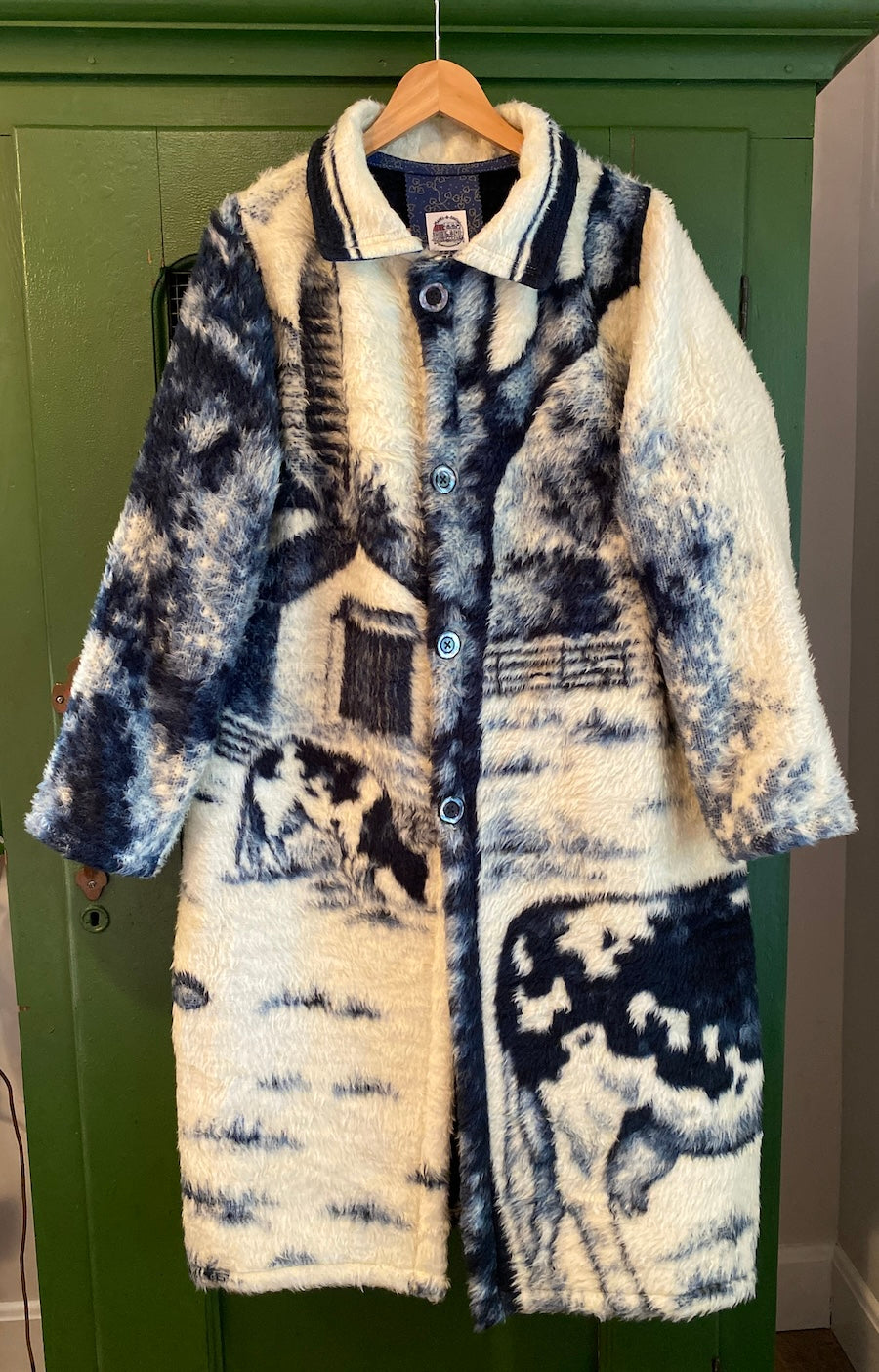 Cows Blanket Coat With Removable Collar