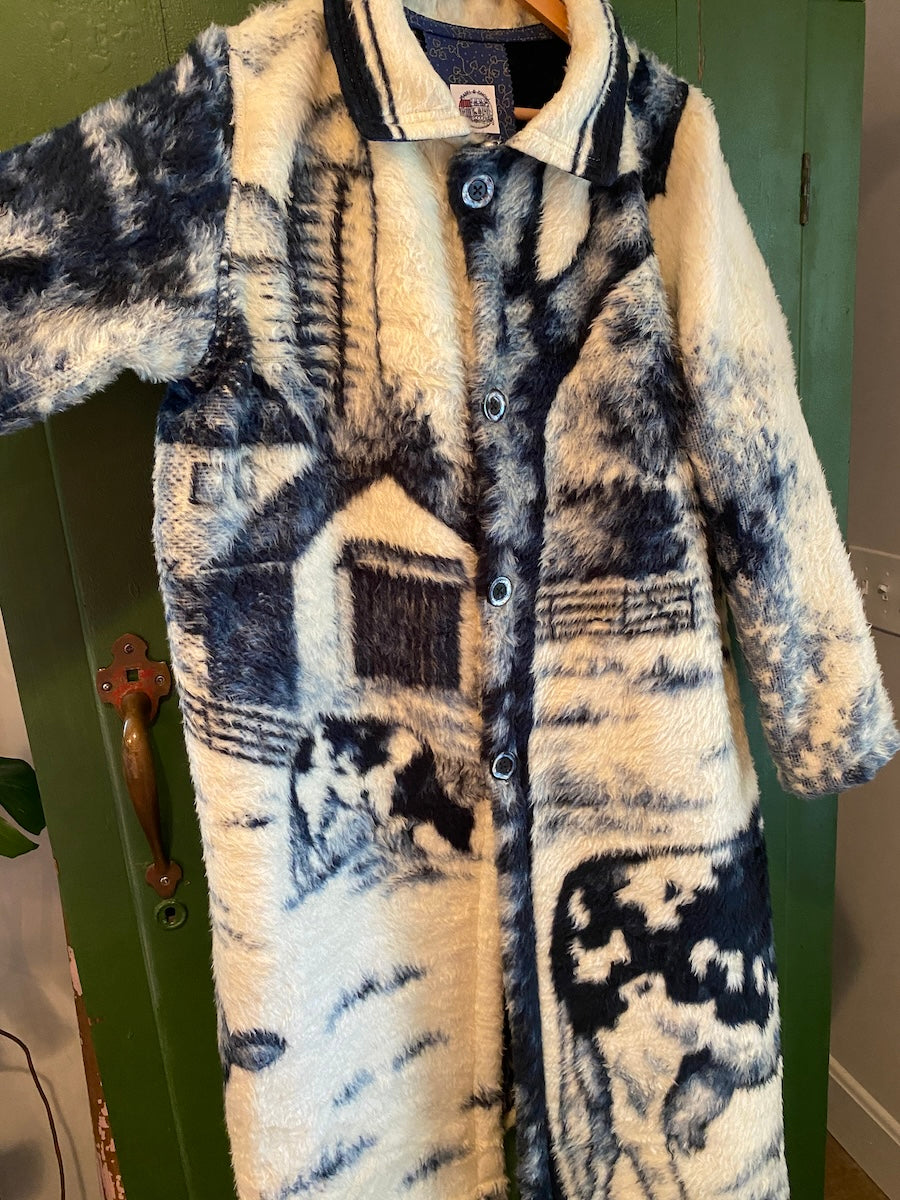 Cows Blanket Coat With Removable Collar