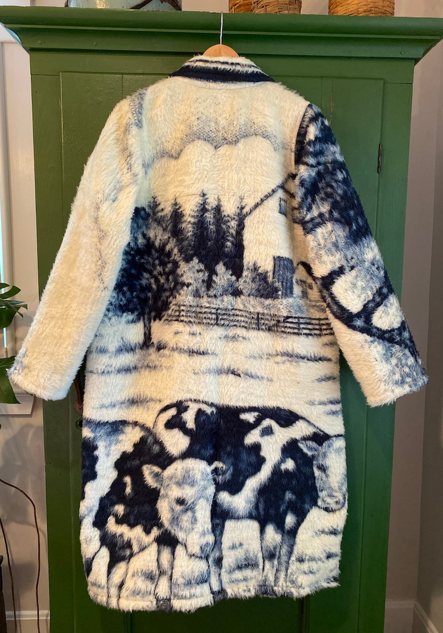 Cows Blanket Coat With Removable Collar