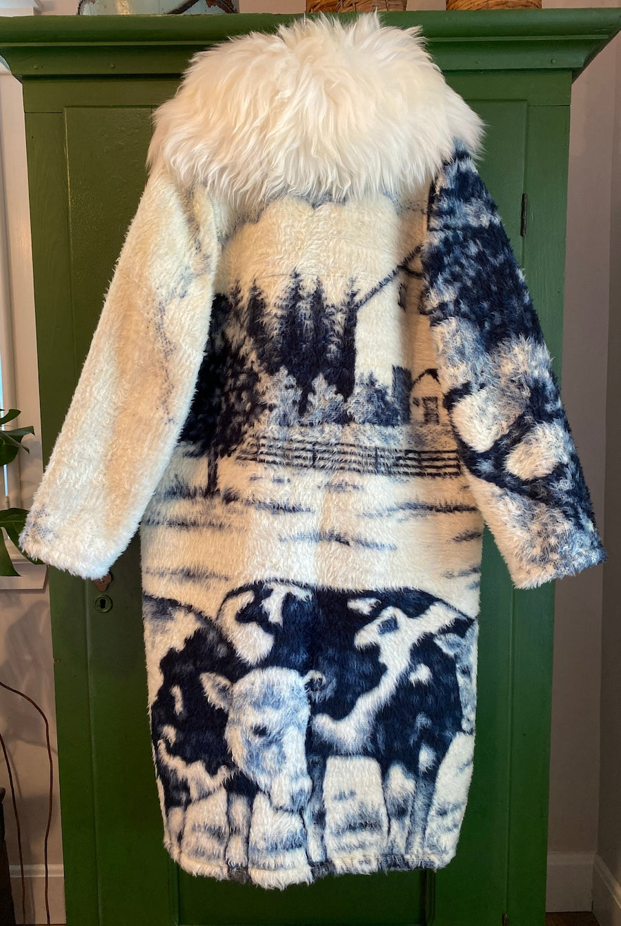 Cows Blanket Coat With Removable Collar