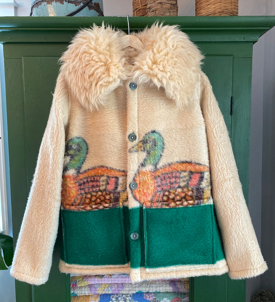 Duck Blanket Coat with Removable Fur Collar