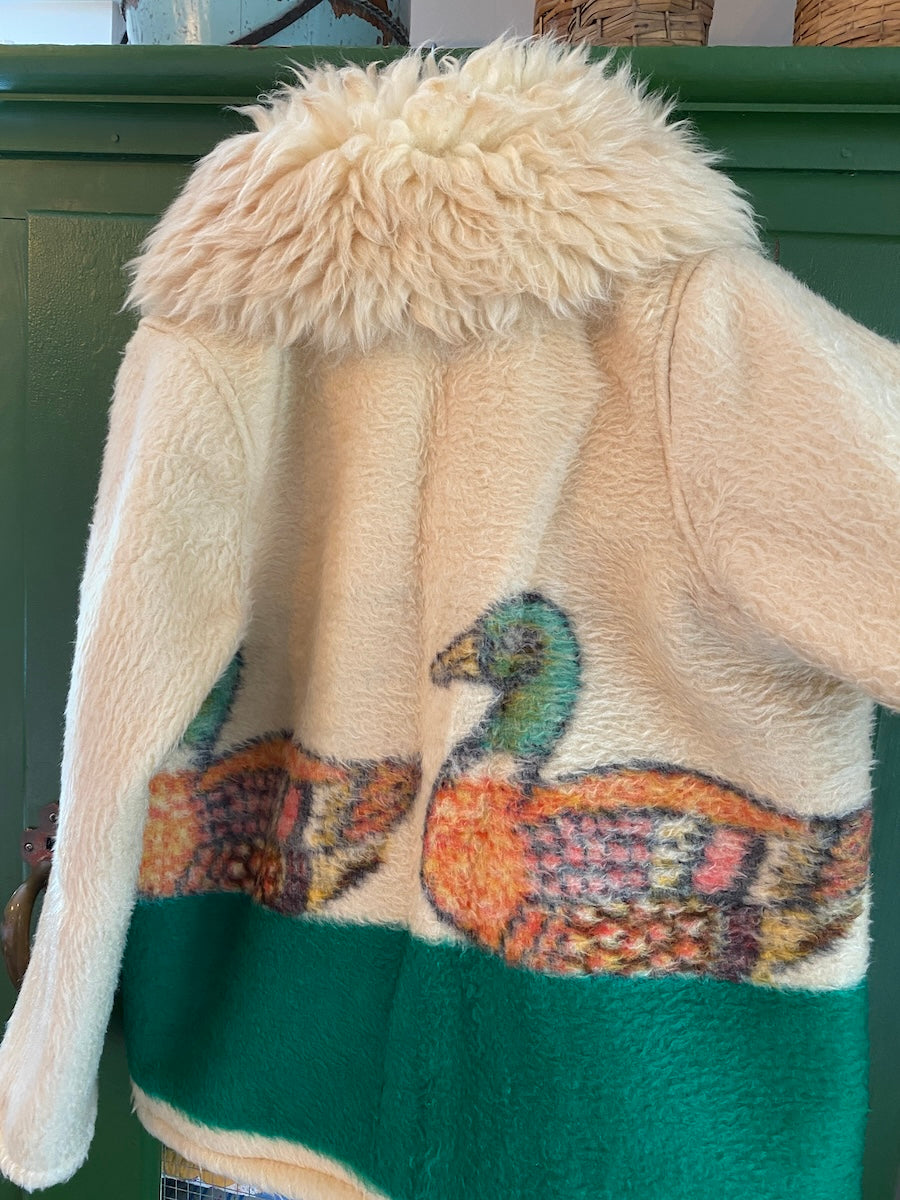 Duck Blanket Coat with Removable Fur Collar