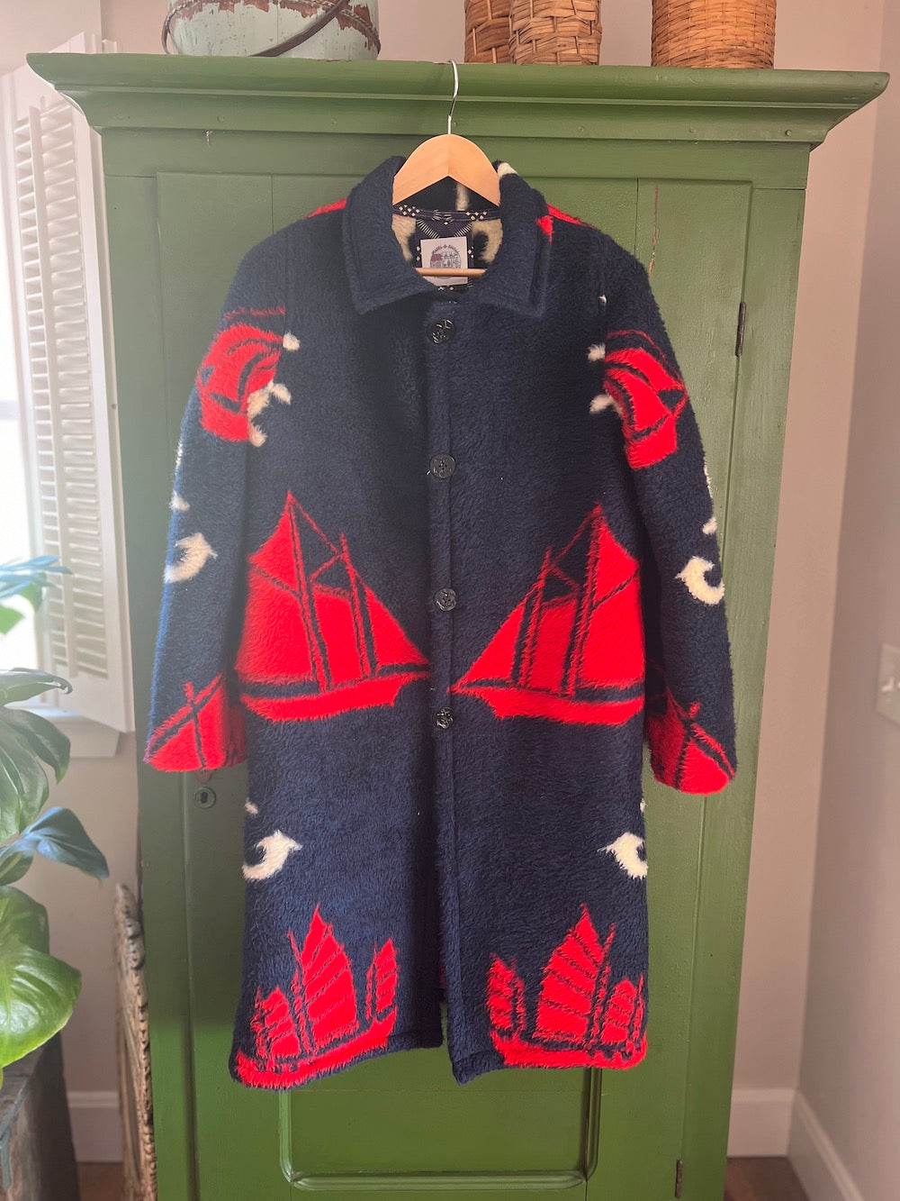 Nautical Blanket Coat With Removable Collar