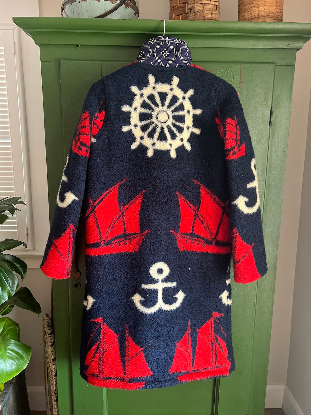 Nautical Blanket Coat With Removable Collar