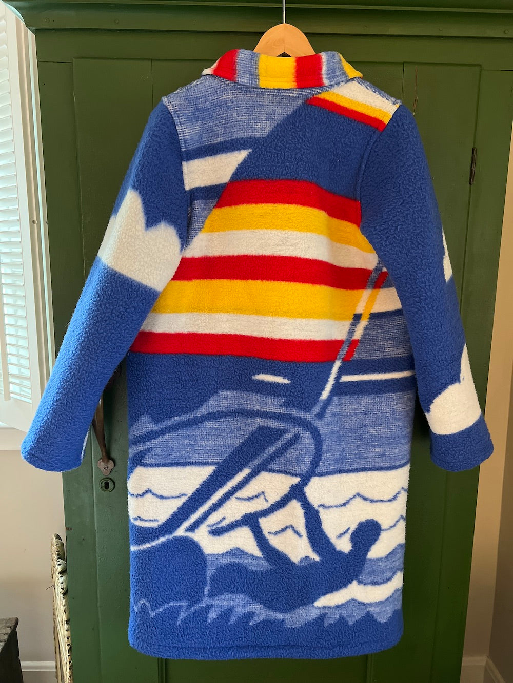 Blue Windsurfer Blanket Coat With Removable Collar
