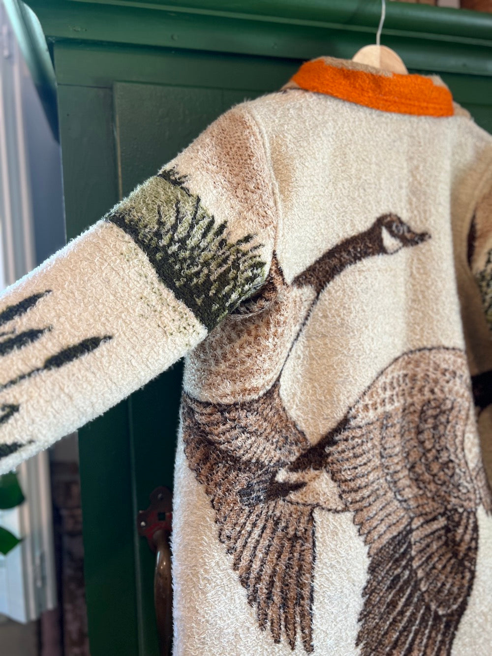 Flying Geese Blanket Coat With Removable Collar