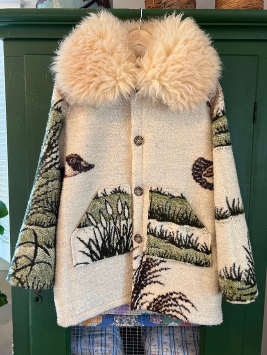 Flying Geese Blanket Coat With Removable Collar