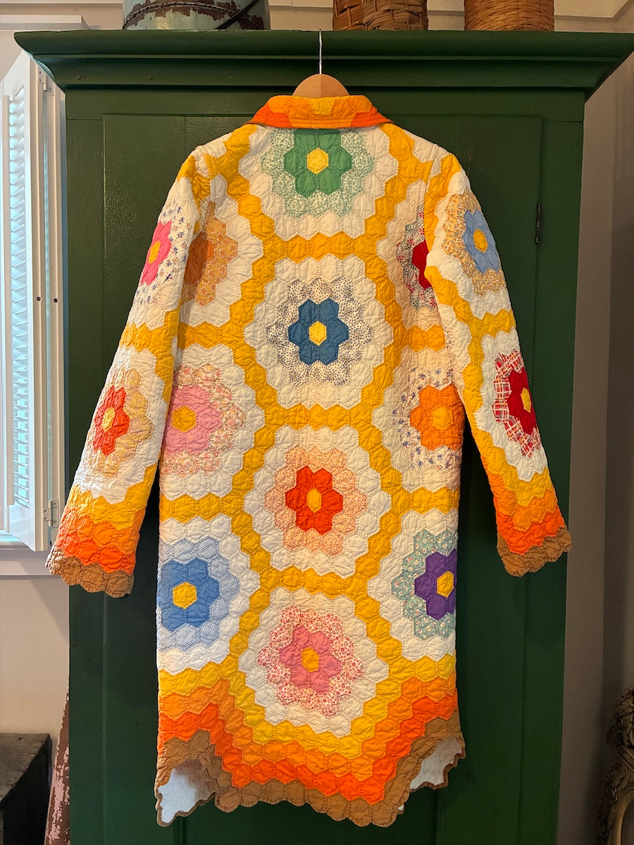 Autumn Grandmother's Flower Garden Duster length chore coat