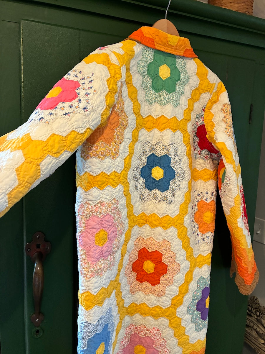 Autumn Grandmother's Flower Garden Duster length chore coat