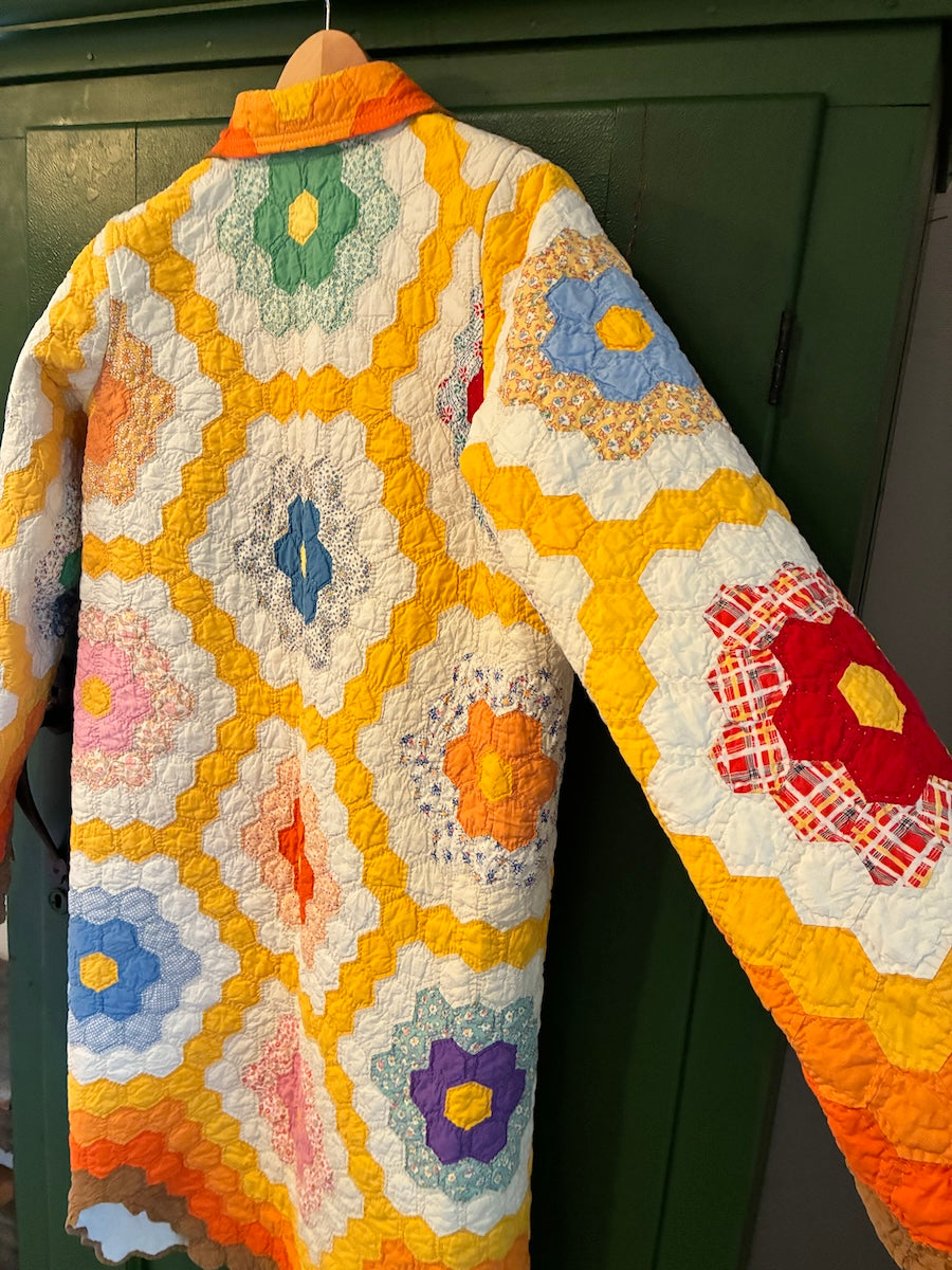 Autumn Grandmother's Flower Garden Duster length chore coat