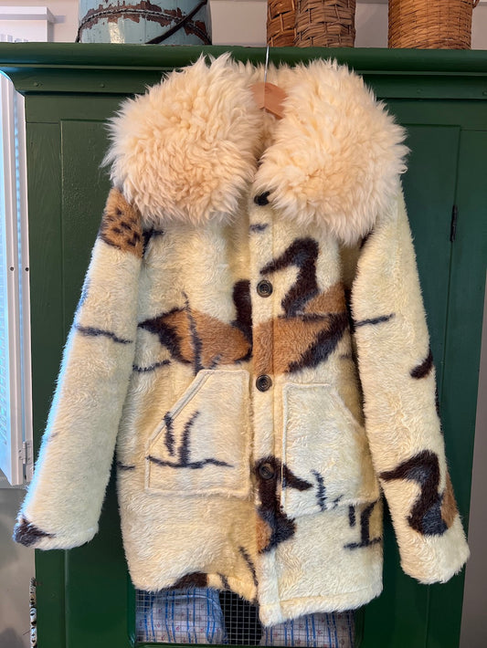 Brown Duck Blanket Coat with Removable Fur Collar