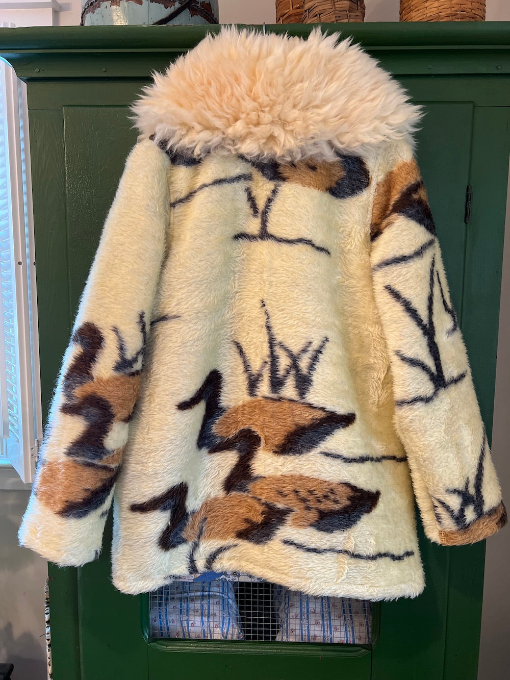 Brown Duck Blanket Coat with Removable Fur Collar