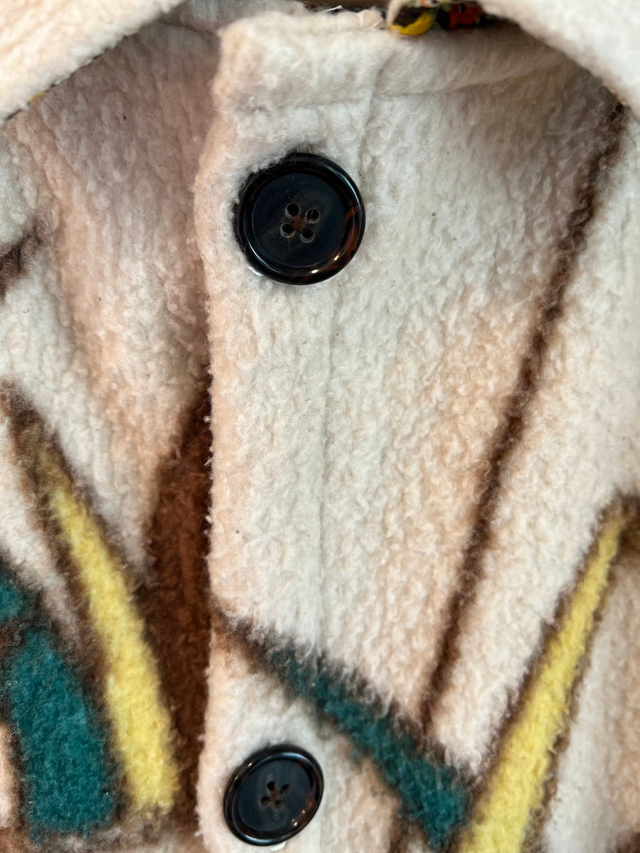Colorful Ducks Blanket Coat with Removable Fur Collar