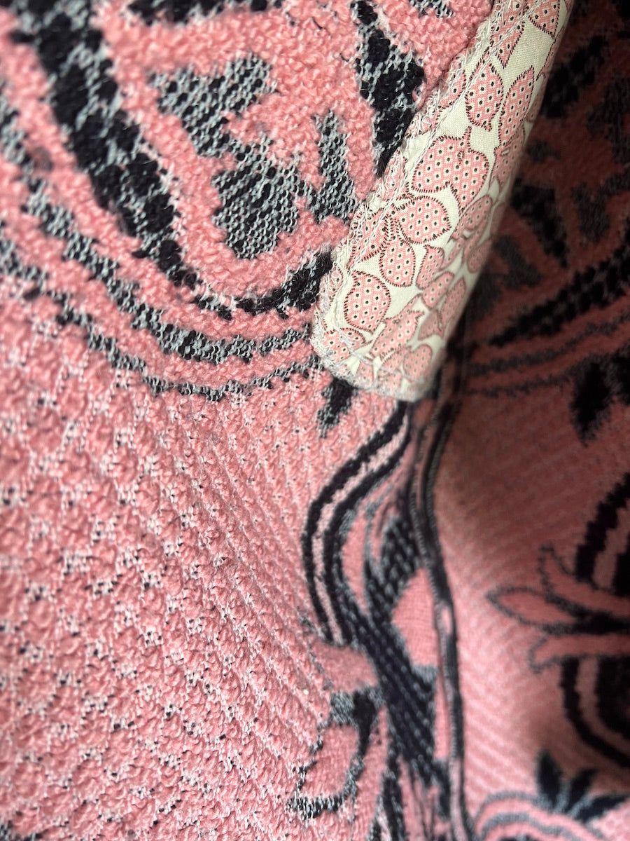 Black and Pink Floral Blanket Coat
