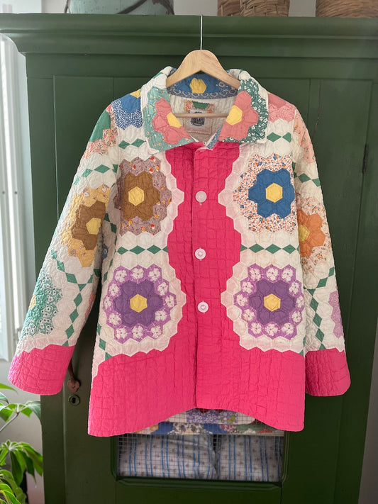 Pink Grandmothers Flower Garden Chore Style Coat